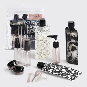 Black & Ivory Travel Bottles for Toiletries 11pc Set